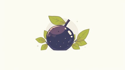 Sticker - Discover a sleek and minimalist black single mangosteen icon embodying the essence of the exotic tropical fruit in a modern and sleek outline design This versatile 2d graphic is perfect for 