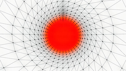 Wall Mural - moving tunnel with grid and colored cloud. design. 3d tunnel with grid and dots on white background 