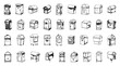 © LadadikArt - Doodle Different Types of Mailboxes Icons Set. Hand Drawn Simple Style. Black Icons on White Background. Postbox Letterbox Mail Postal Service Delivery Communication Correspondence