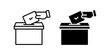 © Uswa KDT - Hand voting ballot box icon set. voting sign. for mobile concept and web design. vector illustration