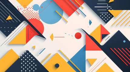 Wall Mural - abstract background with geometric shapes design in three colors. generative ai.
