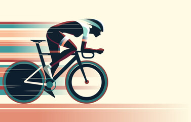 Triathlon competition, women cycling, vector illustration