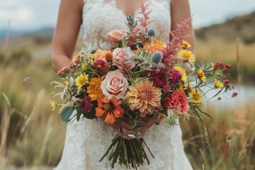 Wall Mural - bridal wedding bouquet flowers professional photography
