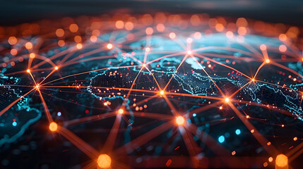 Wall Mural - global communication and networking effect , connection and communication concept