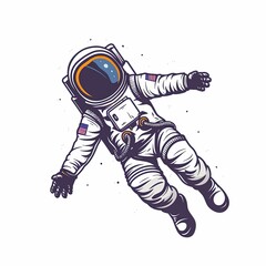 Wall Mural - A man in a white spacesuit is floating in space