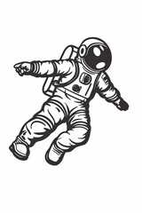 Wall Mural - A black and white drawing of a man in a spacesuit