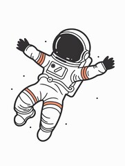 Wall Mural - A cartoon astronaut is floating in space with his arms outstretched