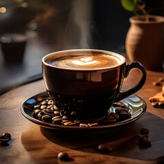 Wall Mural - cup of coffee beans