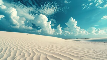 Wall Mural - Lencois Maranhenses. A dazzling landscape of dunes and rain lakes. Natural rainwater pool in white sand desert. Nature and travel concept.