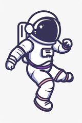 Wall Mural - A cartoon astronaut is walking on a white background