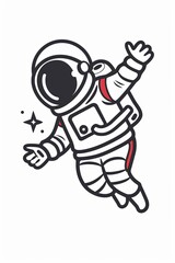 Wall Mural - A cartoon astronaut is jumping in the air
