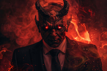 Wall Mural - AI generated portrait of evil supernatural being satans from hell