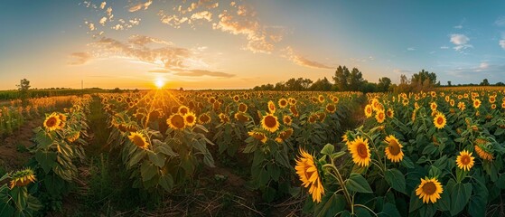 Poster - sunset in the field