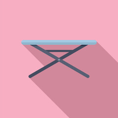 Sticker - Flat design vector illustration of a blue ironing board with a shadow, on a pastel pink background