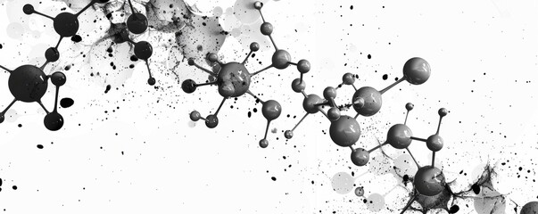 Wall Mural - Molecules with a biochemistry theme in watercolor