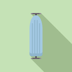 Sticker - Vector graphic of a blue propane gas cylinder with a flat shadow on a green background