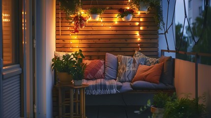 Canvas Print - minimalist seating area on a narrow balcony