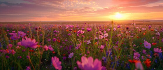 Wall Mural - sunrise over the field