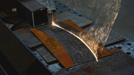 laser beam that removes rust on metal. media. laser beam line removes rusty trace on metal. industri