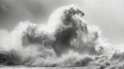 Wall Mural - air and water colliding in a dramatic whirlwind of mist and froth.