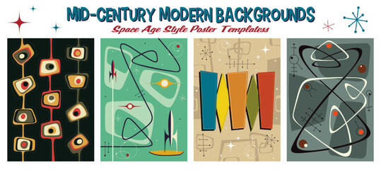 Wall Mural - 1950s - 1960s style background, vector template for retro party posters, invitations, illustrations.