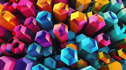 Vividly interlocking polygons in a kaleidoscopic array
