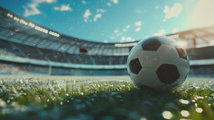 Wall Mural - Soccer Ball on Stadium Grass