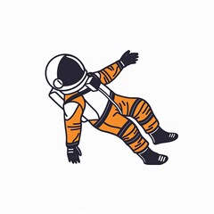 Wall Mural - A cartoon astronaut is falling from space