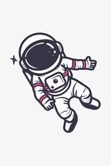Wall Mural - A cartoon astronaut is floating in space