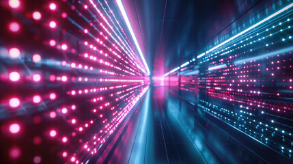 Futuristic Digital Tunnel with Neon Lights