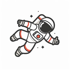 Wall Mural - A cartoon astronaut is floating in space with a smile on his face