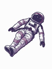 Wall Mural - A cartoon astronaut is floating in space