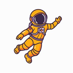 Wall Mural - A yellow astronaut is floating in space