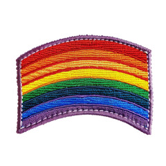 embroidered pride rainbow flag patch on transparent background