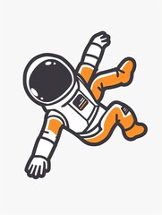 Wall Mural - A cartoon astronaut is falling from the sky