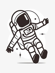 Wall Mural - A black and white drawing of a man in a spacesuit