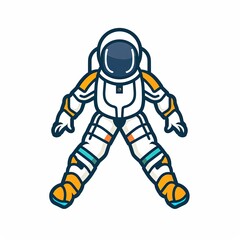 Wall Mural - A cartoon astronaut is standing with his legs apart