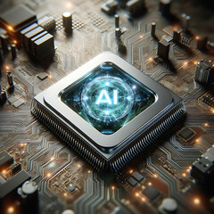 Wall Mural - powerful computer processor microchip representing artificial intelligence, AI technology	