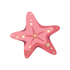 Starfish. The silhouette of a starfish coral color isolated on a white background. Star icon in cartoon style. Summer, vector illustration on white background.