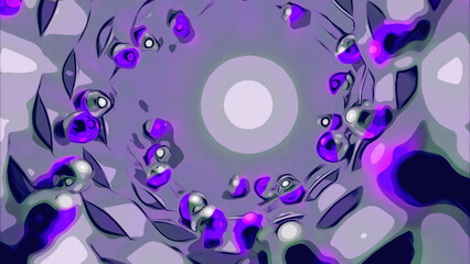 Wall Mural - colorful magical hypnotic corridor rolling pearls. design. 3d bending ribbons and spheres.
