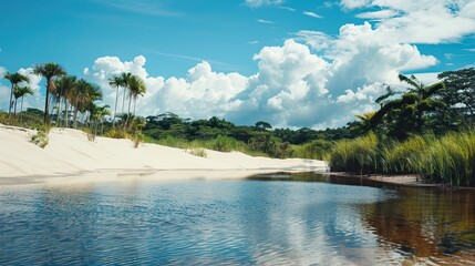 Wall Mural - Dunes in Brazil. A stunning green oasis. Nature and travel concept.