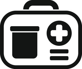 Poster - Black and white vector illustration of a simple first aid kit icon