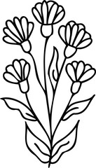 Wall Mural - Line art hand drawn flower, decorative flower design