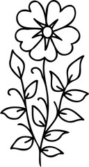 Wall Mural - Line art hand drawn flower, decorative flower design