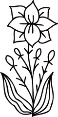 Wall Mural - Line art hand drawn flower, decorative flower design