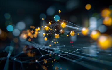Poster - Sophisticated Network Security System Visualization Depicting Data Flow and Surveillance