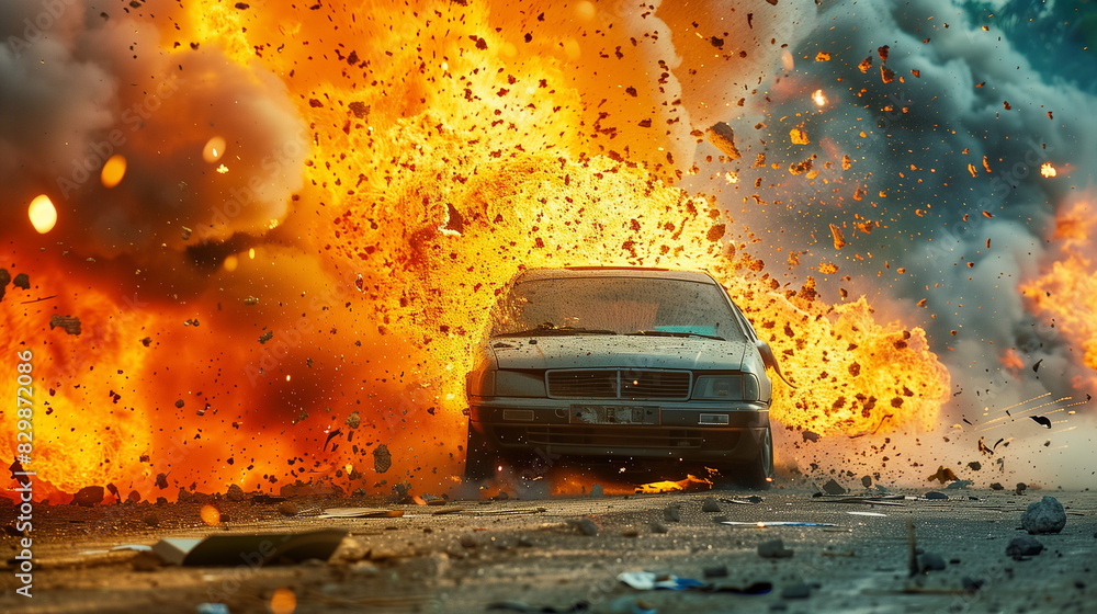 Chaos reigns on the highway after an explosive accident in which a car ...