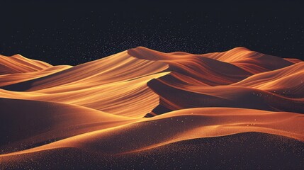 Wall Mural - [flat 2d vector illustration of the desert scene, arid style, made of sand, darker around edges, blacker background, darker background, no bloom, no glow, 