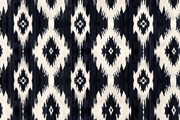 Ethnic ikat seamless pattern in tribal flat design top view African safari animation vivid