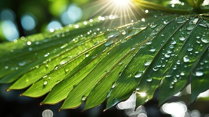 Wall Mural - rain drops on the leaves